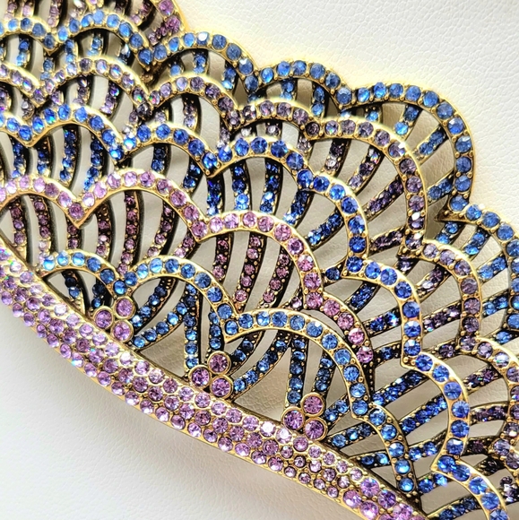 Heidi Daus Amethyst Swarovski Crystal Angel Wing Collar Statement NECKLACE ONLY - Picture 6 of 12